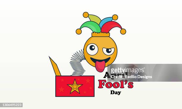 april fool's day, typography, colorful, flat design stock illustration - jester's hat stock illustrations