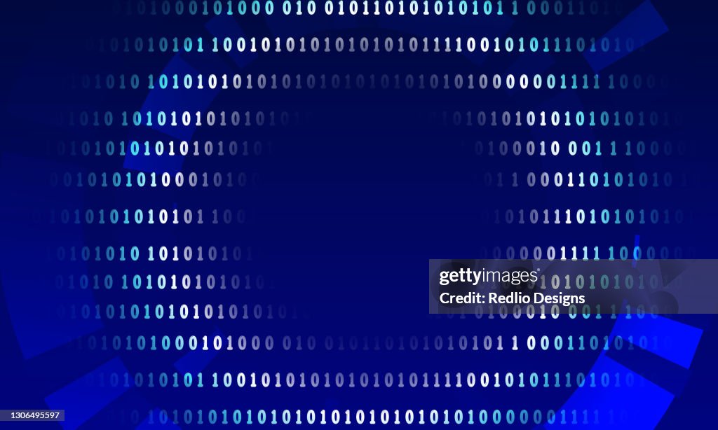 Abstract futuristic cyberspace with binary code, matrix background with digits