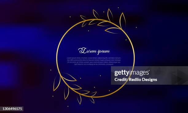 golden circle frame on blue background - awards ceremony stock illustrations