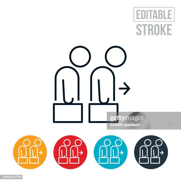 unemployment line thin line icon - editable stroke - unemployment benefits stock illustrations