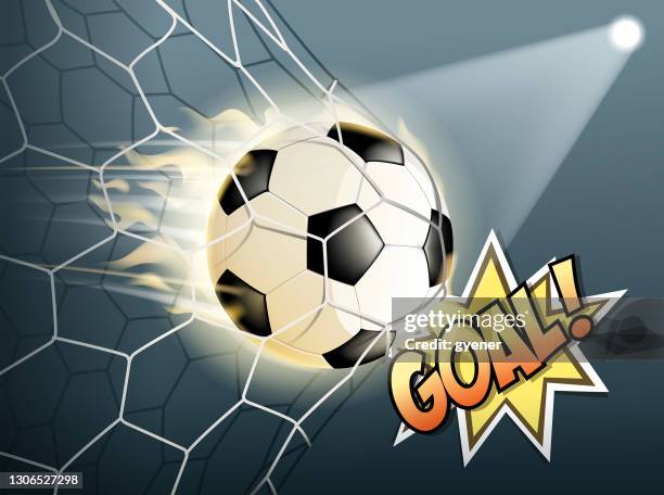 burning goal - soccer goal stock illustrations