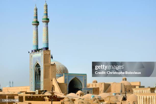 iran, yazd, unesco world heritage site, jameh mosque (friday mosque) - yazd stockfoto's en -beelden
