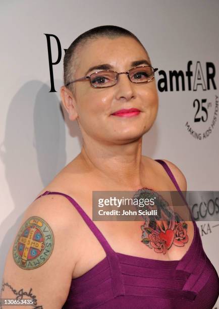 Singer Sinead O'Connor attends the The 2011 amfAR Inspiration Gala held at the Chateau Marmont on October 27, 2011 in Los Angeles, California.