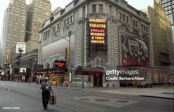 The Shubert Theatre on W. 44th St. In New York City is closed as a result of the attacks on the World Trade Center on 9-11. The streets are empty,...