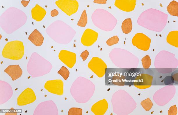 colorful watercolor abstract terrazzo dots pattern on white color paper - terrazzo ストックフォトと画像