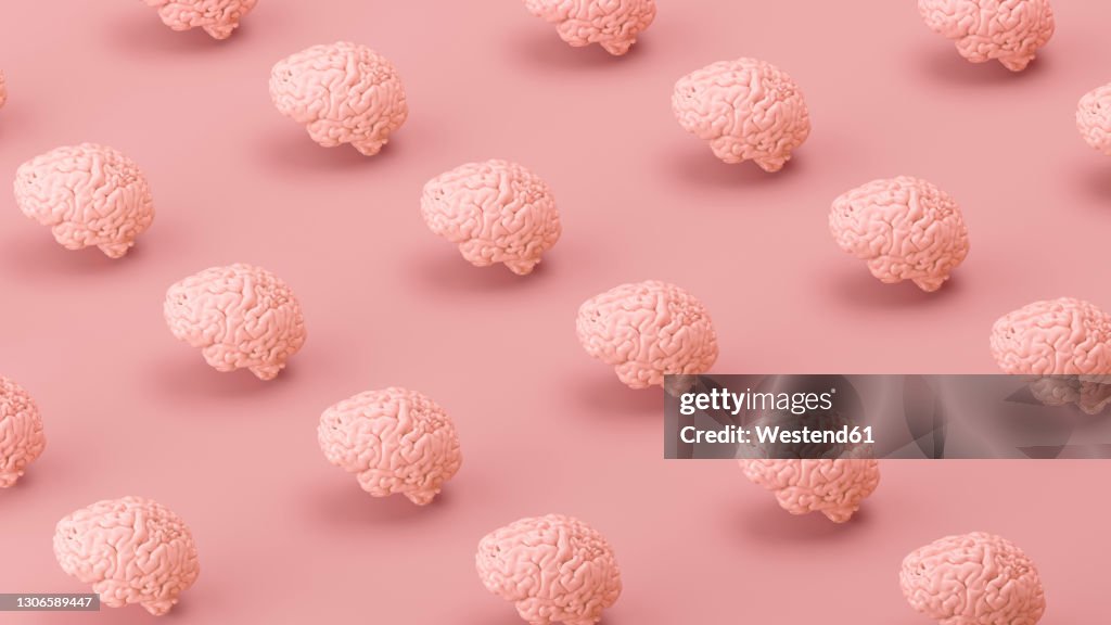 Real Brain Patterns Three Dimensional Pattern Of Rows Of Human Brains High-Res Vector ...