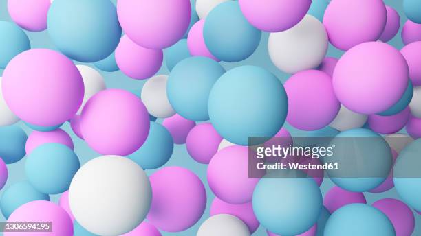 illustration of colored spheres in mid-air - magenta stock-grafiken, -clipart, -cartoons und -symbole