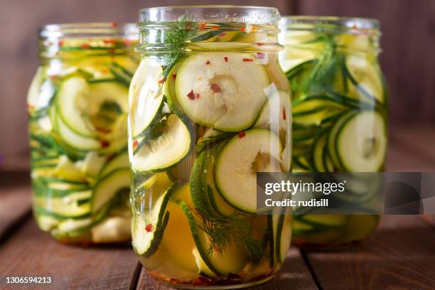 pickled zucchini - pickled stock pictures, royalty-free photos & images