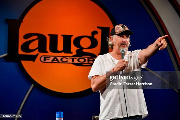 Harland Williams performs during Laugh Factory's Virtual Comedy Telethon for The Midnight Mission at The Laugh Factory on March 11, 2021 in West...