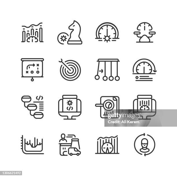 strategy management, goal, cascading, statistics icons - human capital stock illustrations