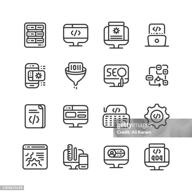 programming, code, programmer, development, filtering data icon design - it server closeup stock illustrations