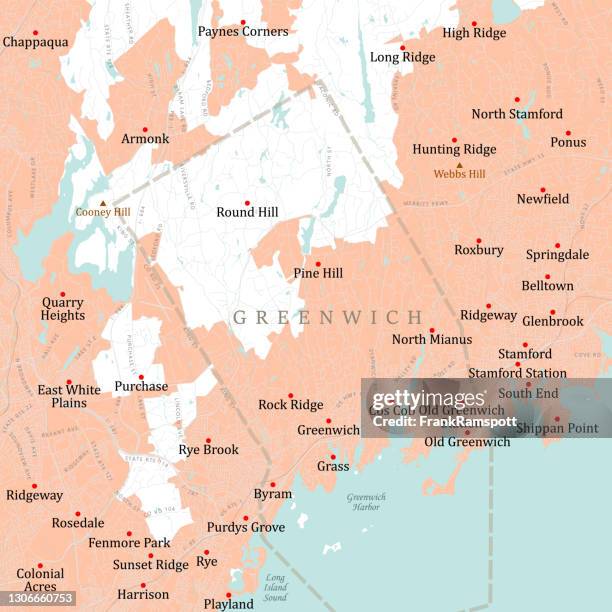 ct fairfield greenwich vector road map - stamford connecticut stock illustrations