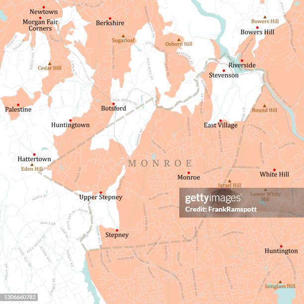ct fairfield monroe vector road map - east village manhattan stock illustrations