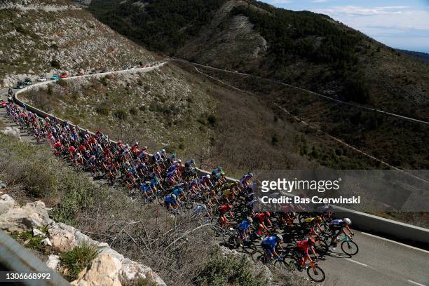 Primoz Roglic of Slovenia and Team Jumbo - Visma Yellow leader jersey & the peloton during the 79th Paris - Nice 2021, Stage 6 a 202,5km stage from...