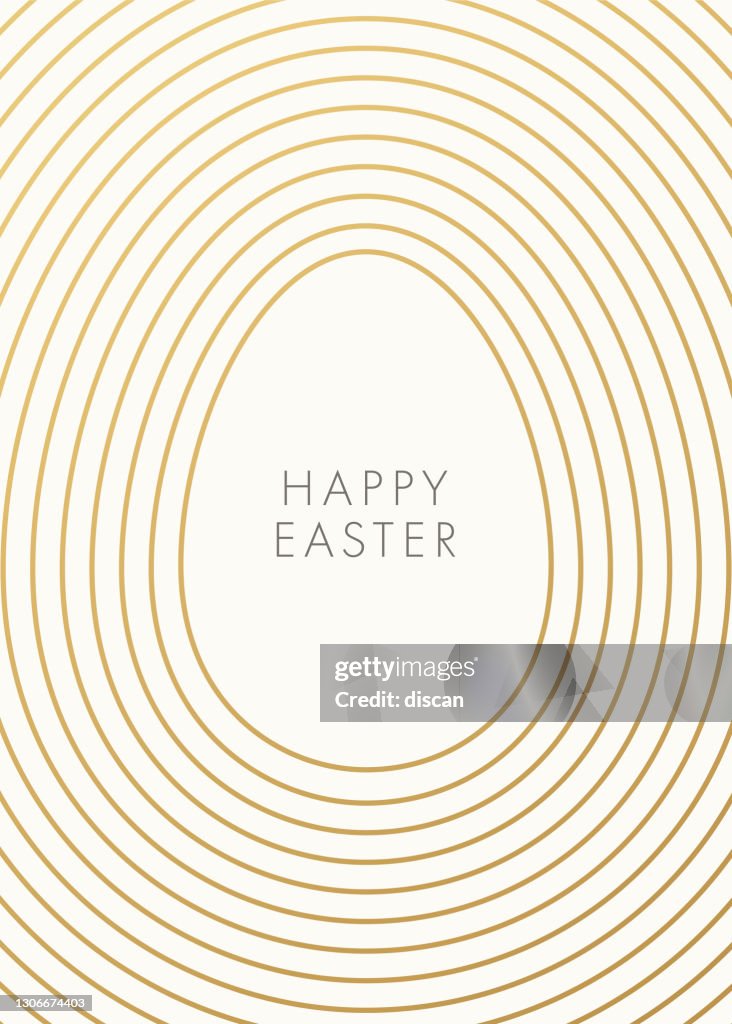 Ostern Grußkarte mit goldenen Umriss Ei auf weißem Hintergrund.