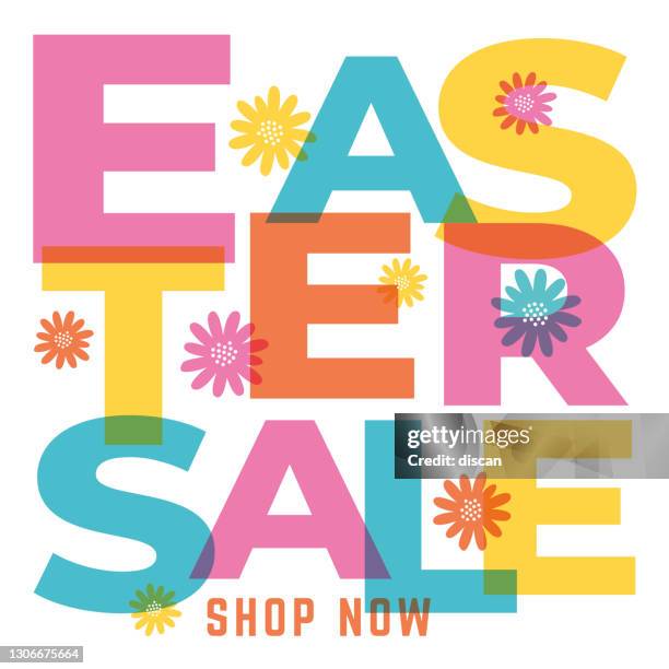 easter sale design for advertising, banners, leaflets and flyers. - easter bunny letter stock illustrations