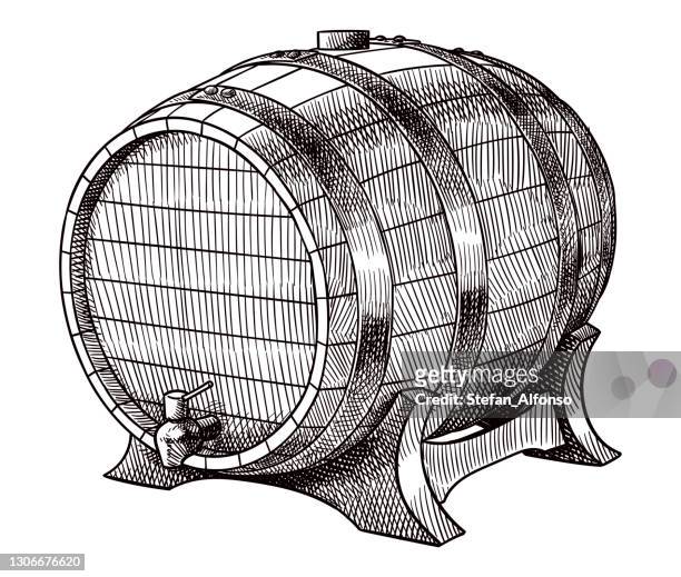 vector drawing of a wine barrel - barrels stock illustrations