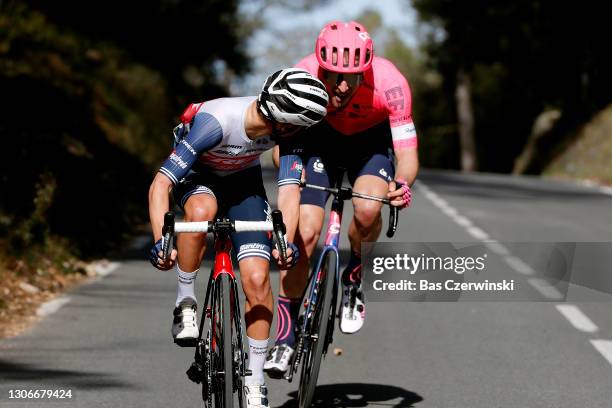 Kenny Elissonde of France and Team Trek - Segafredo & Jonas Rutsch of Germany and Team EF Education - Nippo during the 79th Paris - Nice 2021, Stage...