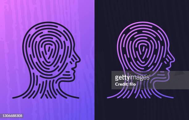 head fingerprint identity - fingerprint scanner stock-grafiken, -clipart, -cartoons und -symbole