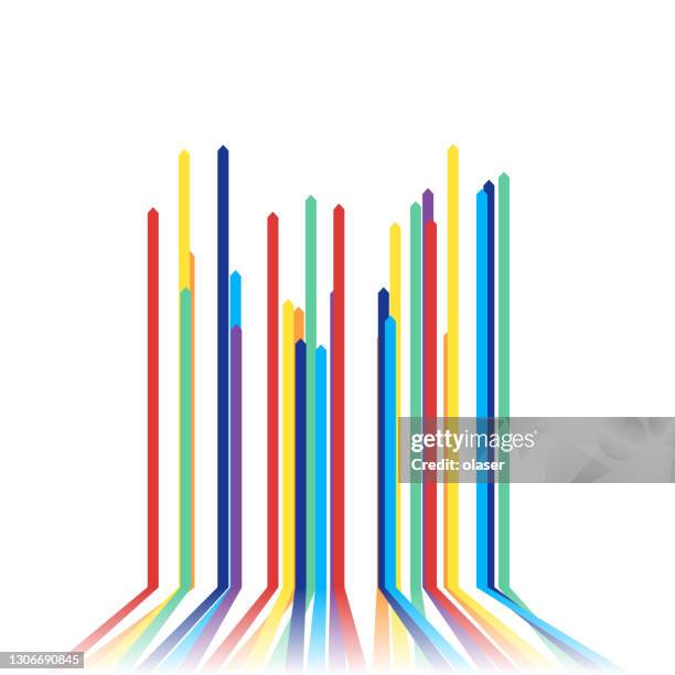 3d-balkendiagramm mit fortschritt an der wand - bar graph vector stock-grafiken, -clipart, -cartoons und -symbole