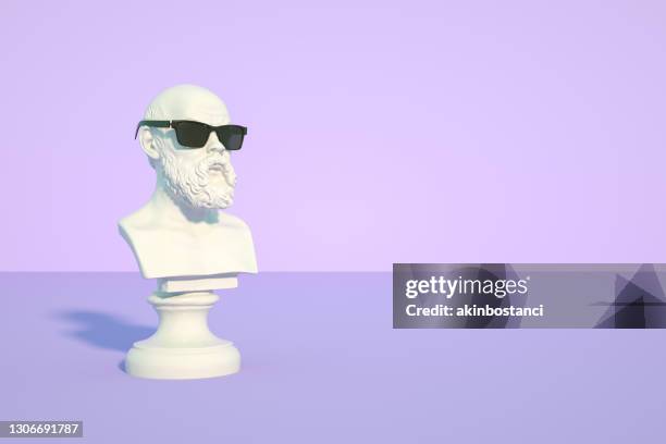 buste sculptuur met zonnebril - menselijk hoofd stockfoto's en -beelden