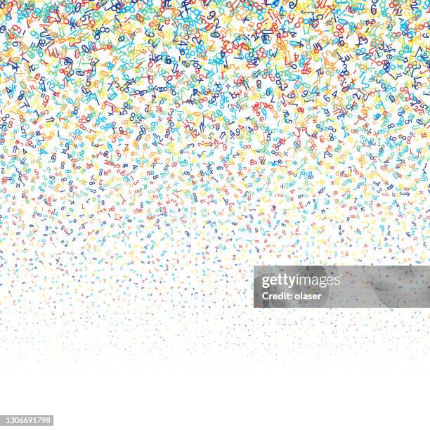 small random math symbols and digits in rainbow colors. vertical size gradient. random rotation. - mini split stock illustrations