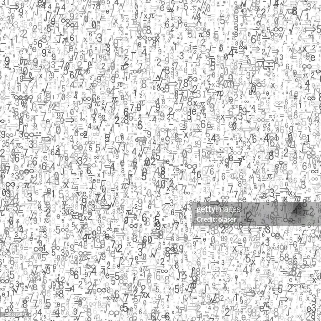 Random Math Symbols And Digits In Gray Scale High-Res Vector Graphic ...