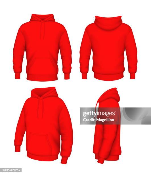 red hoodie set - hooded shirt stock illustrations