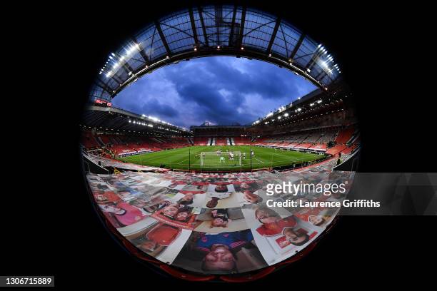 General view of play during the UEFA Europa League Round of 16 First Leg match between Manchester United and A.C. Milan at Old Trafford on March 11,...