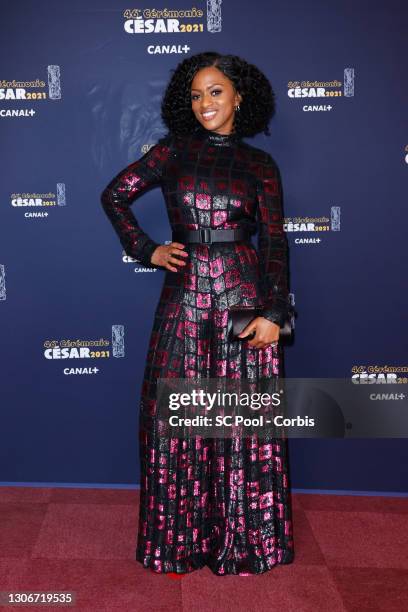 Maïmouna Doucoure arrives at the 46th Cesar Film Awards Ceremony At L'Olympia In Paris on March 12, 2021 in Paris, France.