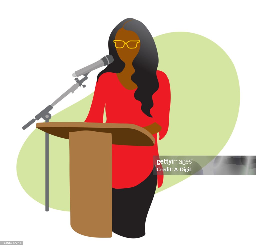 Conference Speaker With Mic Green