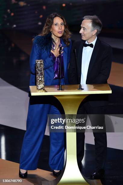 Muriel Meynard and Sébastien Lifshitz receive the Best Documentary Cesar award for the movie “Adolescentes” during the 46th Cesar Film Awards...