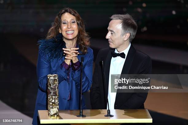 Muriel Meynard and Sébastien Lifshitz receive the Best Documentary Cesar award for the movie “Adolescentes” during the 46th Cesar Film Awards...