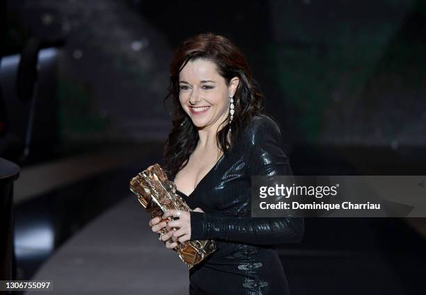 Laure Calamy receives the Best Actress Cesar award for the movie “Antoinette dans les Cévennes” during the 46th Cesar Film Awards Ceremony At...