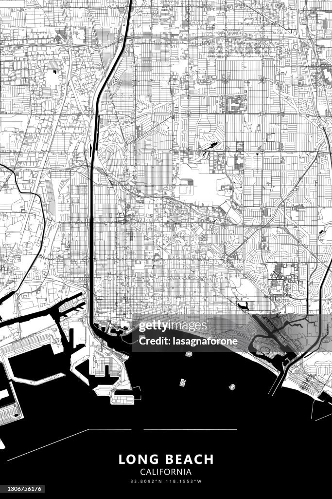 Long Beach, California USA Vector Map