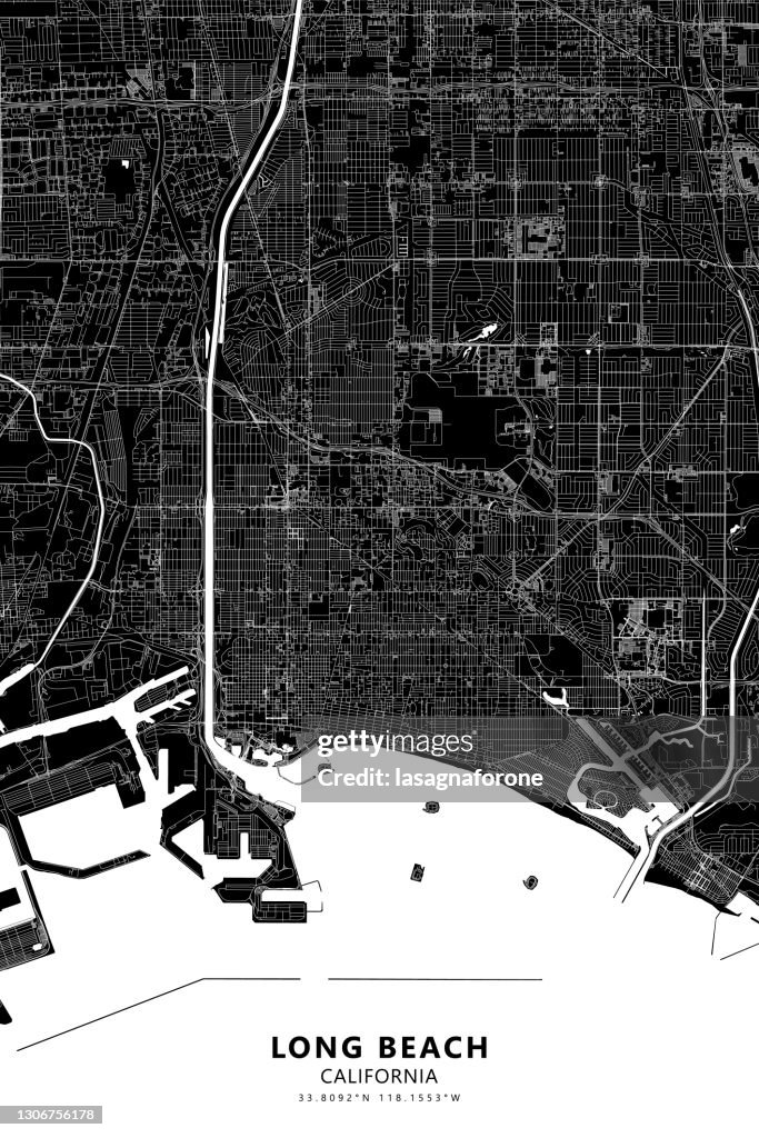Mapa vectorial de Long Beach, California USA