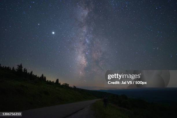 scenic view of road against sky at night,spruce knob,united states,usa - spruce knob mountain stock pictures, royalty-free photos & images