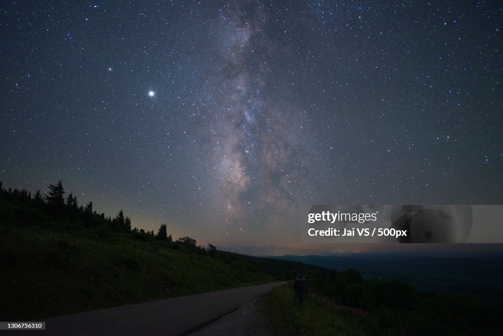 Scenic view of road against sky at night,Spruce Knob,United States,USA