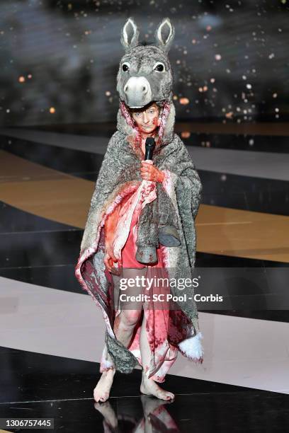 Corinne Masiero speaks on stage during the 46th Cesar Film Awards Ceremony At L'Olympia In Paris on March 12, 2021 in Paris, France.