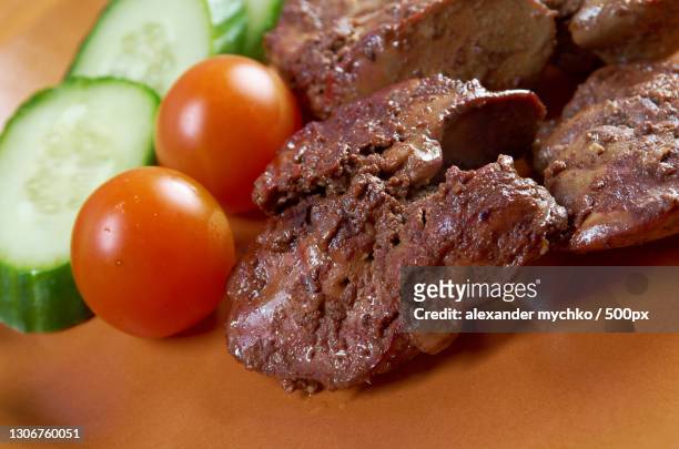 close-up of food in plate - beef liver stock pictures, royalty-free photos & images