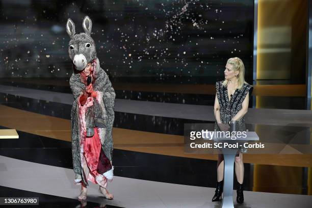 Corinne Masiero and Marina Fois on stage during the 46th Cesar Film Awards Ceremony At L'Olympia In Paris on March 12, 2021 in Paris, France.