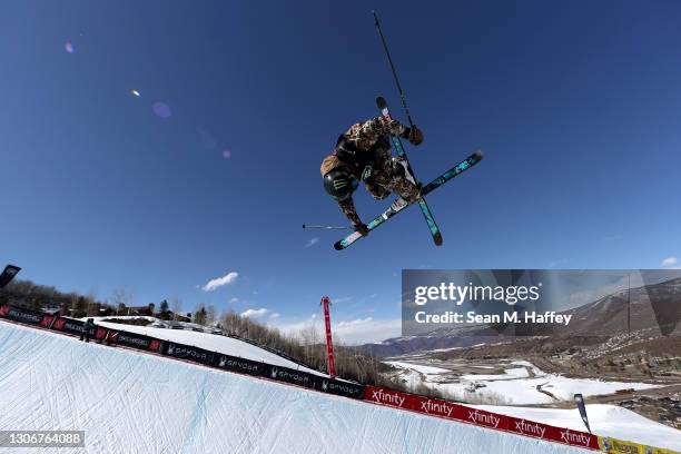 David Wise of the United States competes in the men's freeski halfpipe final during Day 3 of the Aspen 2021 FIS Snowboard and Freeski World...