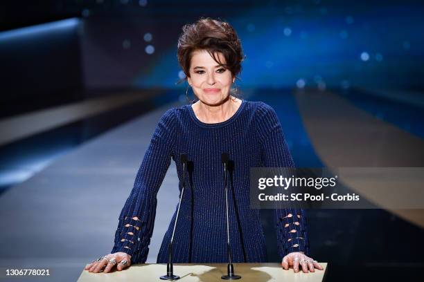Fanny Ardant speaks on stage during the 46th Cesar Film Awards Ceremony At L'Olympia In Paris on March 12, 2021 in Paris, France.