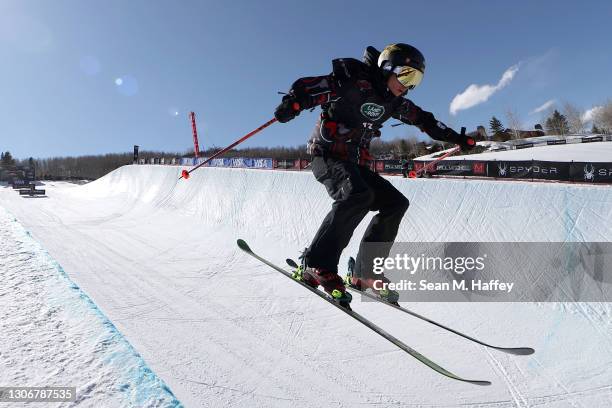 Alex Ferreira of the United States competes in the men's freeski halfpipe final during Day 3 of the Aspen 2021 FIS Snowboard and Freeski World...