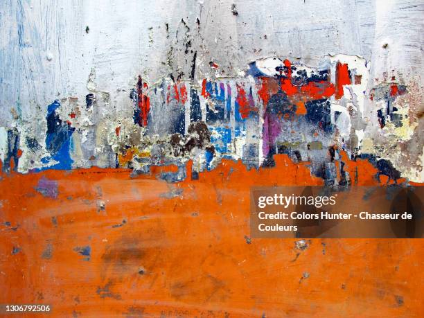 scratched and weathered paintings on a rough concrete wall in paris - painted image paintings art stock pictures, royalty-free photos & images