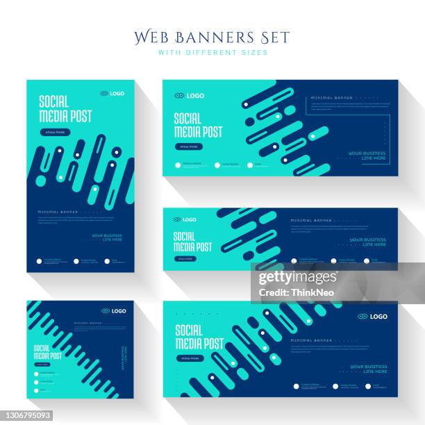 modern web banners design template set - brochure mock stock illustrations
