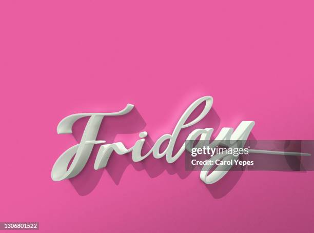 friday three dimentional  in pink - newspaper headline template stock pictures, royalty-free photos & images