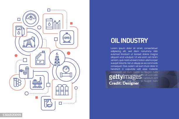 ilustrações, clipart, desenhos animados e ícones de conceito da indústria petrolífera, ilustração vetorial da indústria petrolífera com ícones - oleoduto