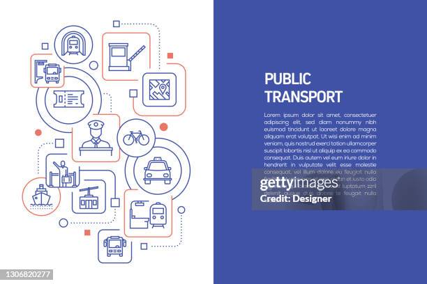 ilustrações de stock, clip art, desenhos animados e ícones de public transport concept, vector illustration of public transport with icons - transporte público