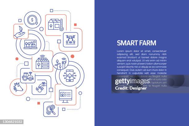 stockillustraties, clipart, cartoons en iconen met het slimme concept van de boerderij, vectorillustratie van slimme landbouwbedrijf met pictogrammen - livestock infograph